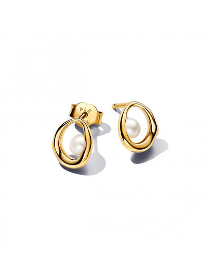 Mélange de métaux unique plaqué or Perle de culture d'eau douce traitée Blanc