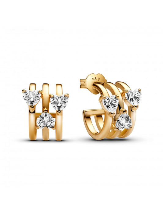 Boucles d'oreilles créoles triple cœur