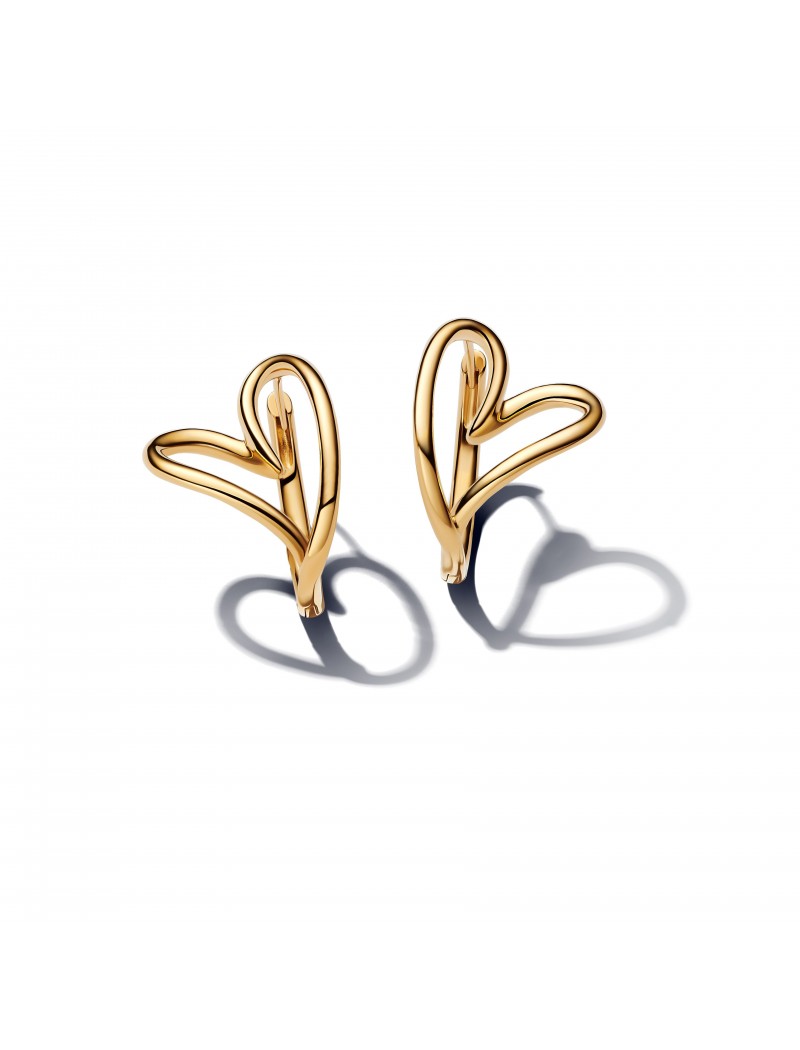 Boucles d'oreilles créoles en forme de cœur de forme organique