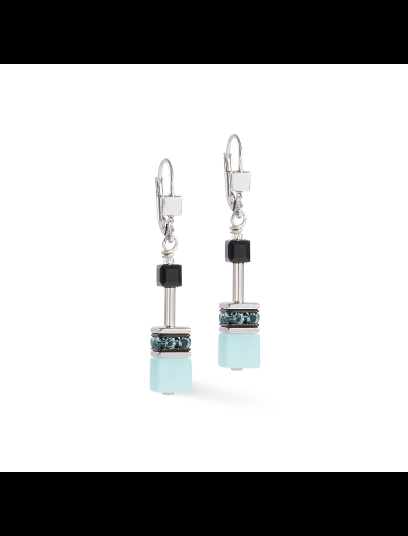 Boucles d'oreilles noir et bleu