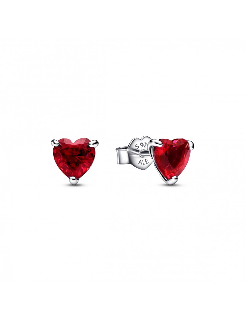 Boucles d'oreilles clous coeur rouge