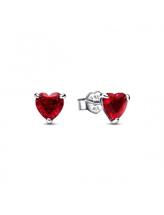 Boucles d'oreilles clous coeur rouge