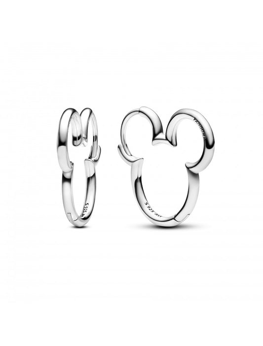 Disney Mickey - Boucles d'oreilles créoles en argent sterling avec silhouette