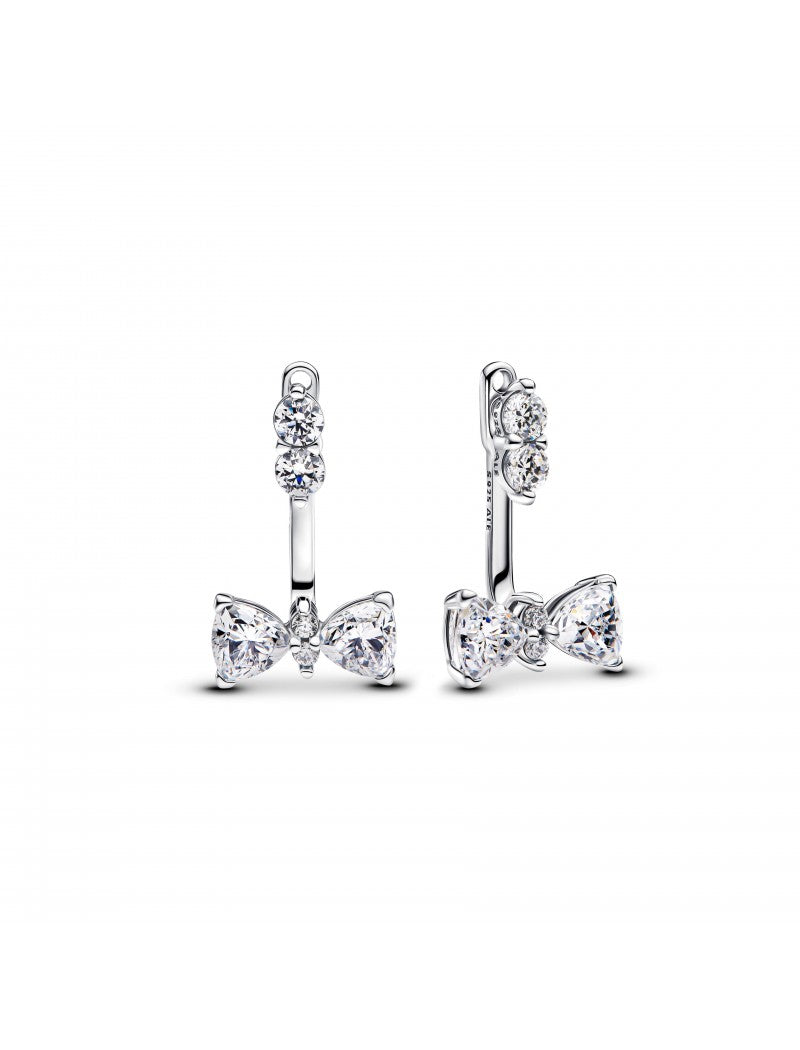 Boucles d'oreilles en argent sterling avec zircons cubiques transparents et boucles d'oreilles amovibles
