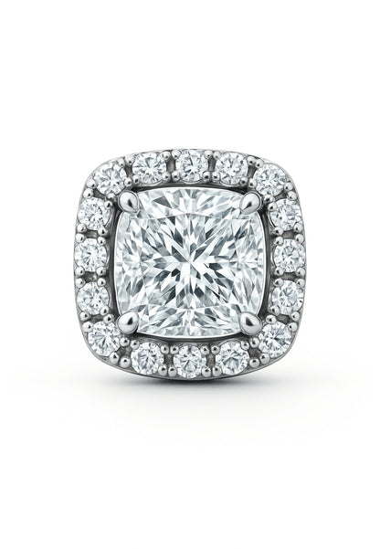 Boucles d'oreilles à tige Halo carré