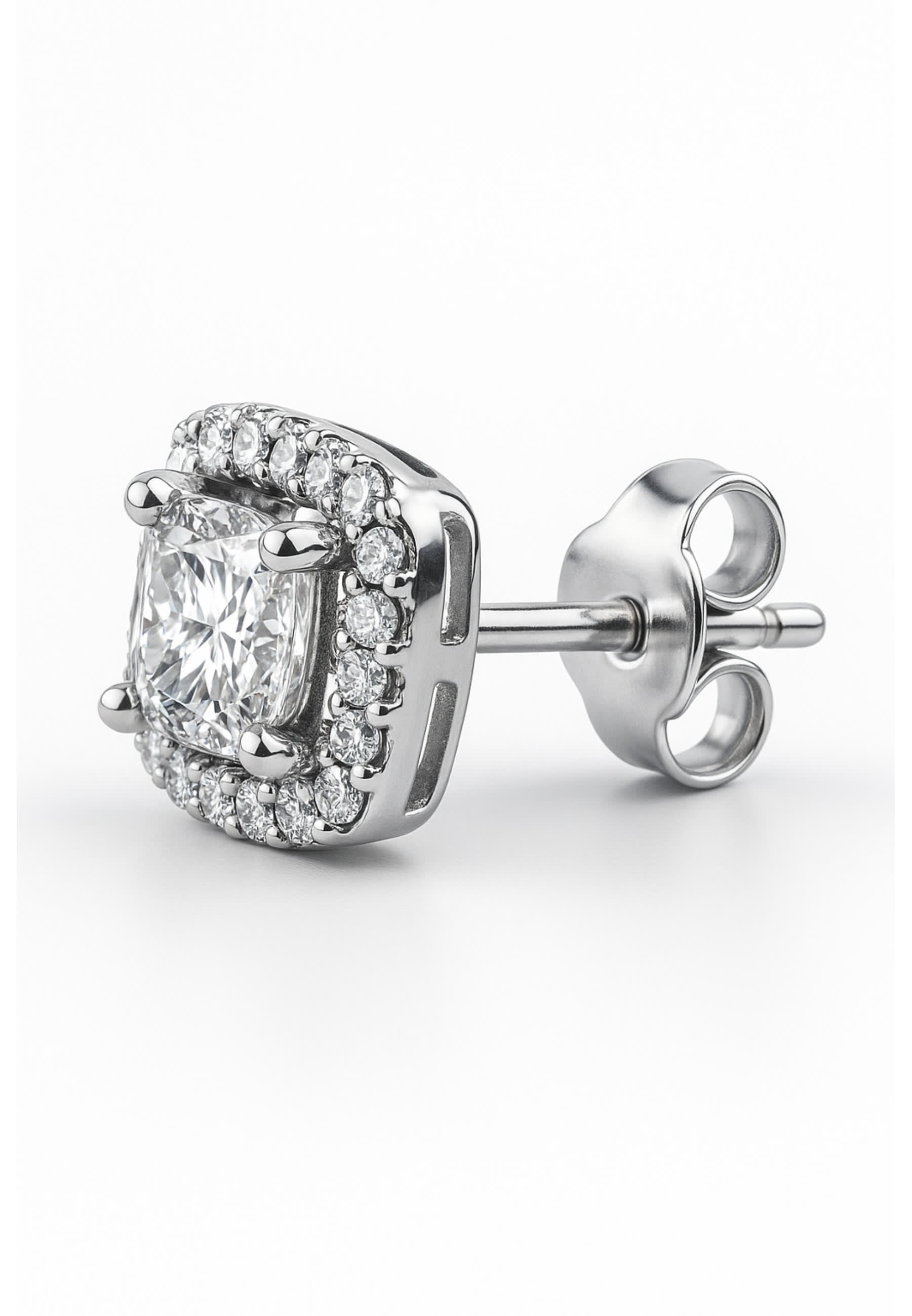 Boucles d'oreilles à tige Halo carré