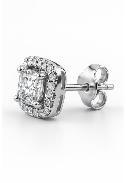 Boucles d'oreilles à tige Halo carré