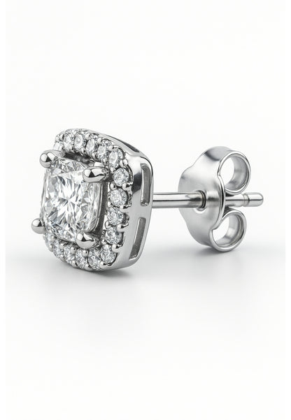 Boucles d'oreilles à tige Halo carré
