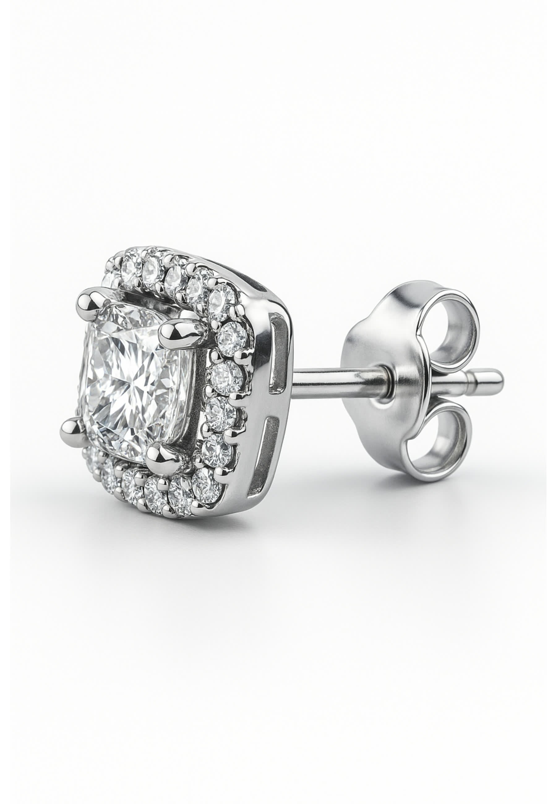 Boucles d'oreilles à tige Halo carré