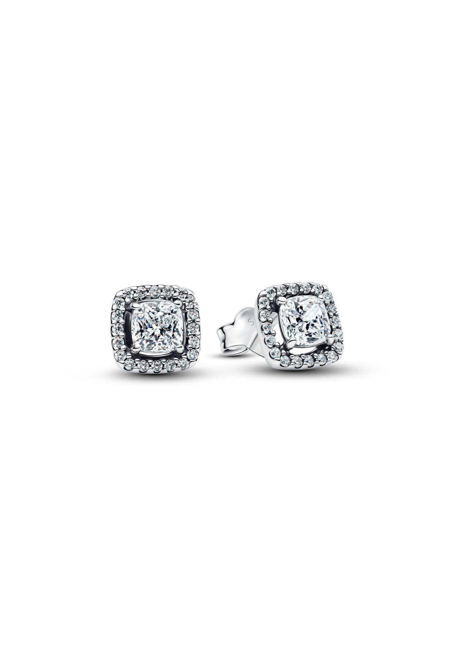 Boucles d'oreilles à tige Halo carré