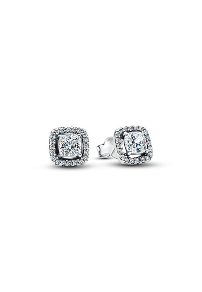 Boucles d'oreilles à tige Halo carré