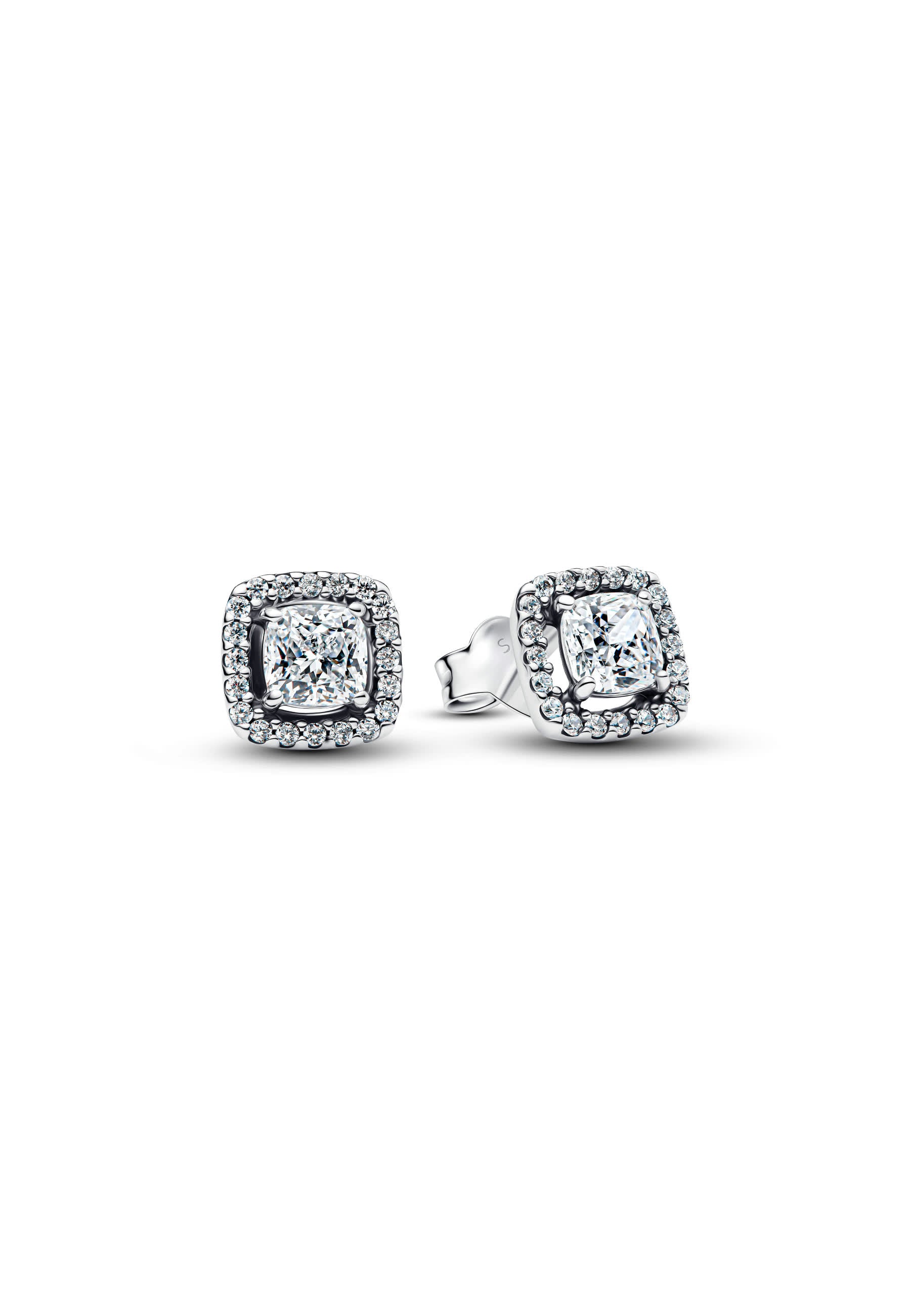 Boucles d'oreilles à tige Halo carré
