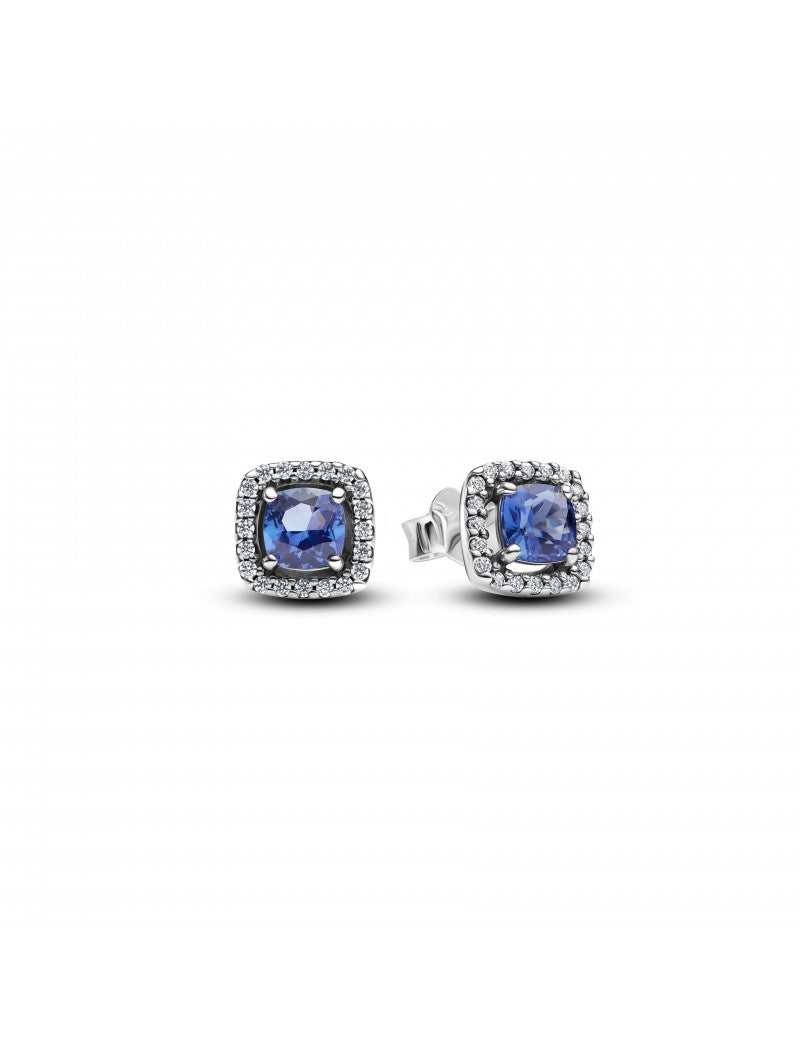 Boucles d'oreilles en argent sterling avec cristal bleu bleuet et zircons cubiques transparents