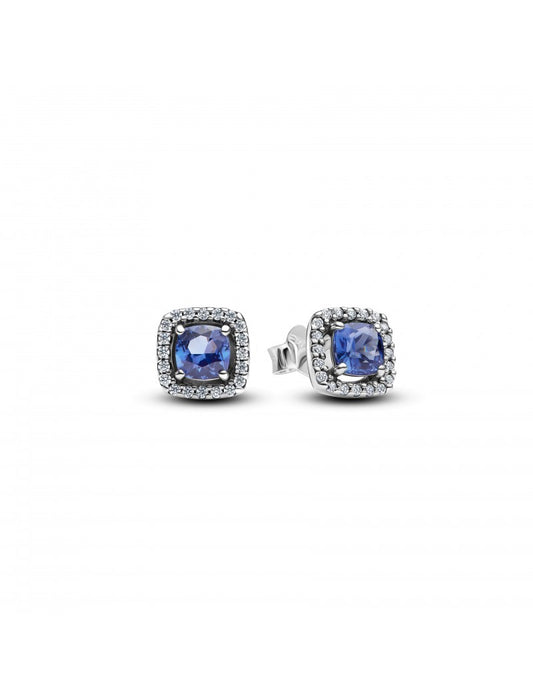 Boucles d'oreilles en argent sterling avec cristal bleu bleuet et zircons cubiques transparents