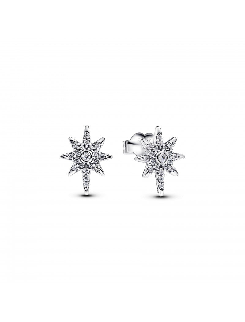 Boucles d'oreilles étoile du Nord en argent sterling avec zircons cubiques transparents