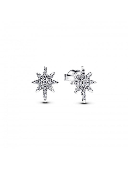 Boucles d'oreilles étoile du Nord en argent sterling avec zircons cubiques transparents