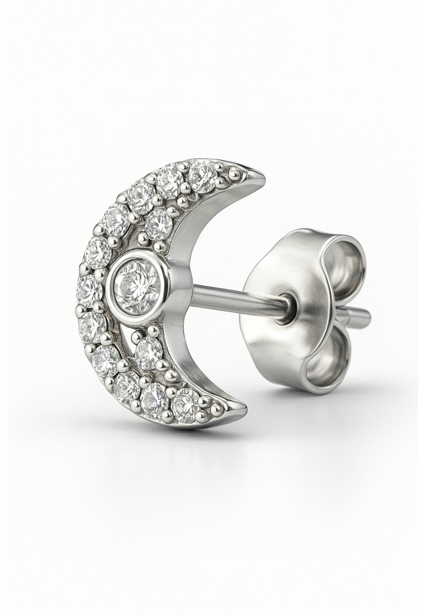 Boucles d'oreilles à tige scintillantes en forme de lune