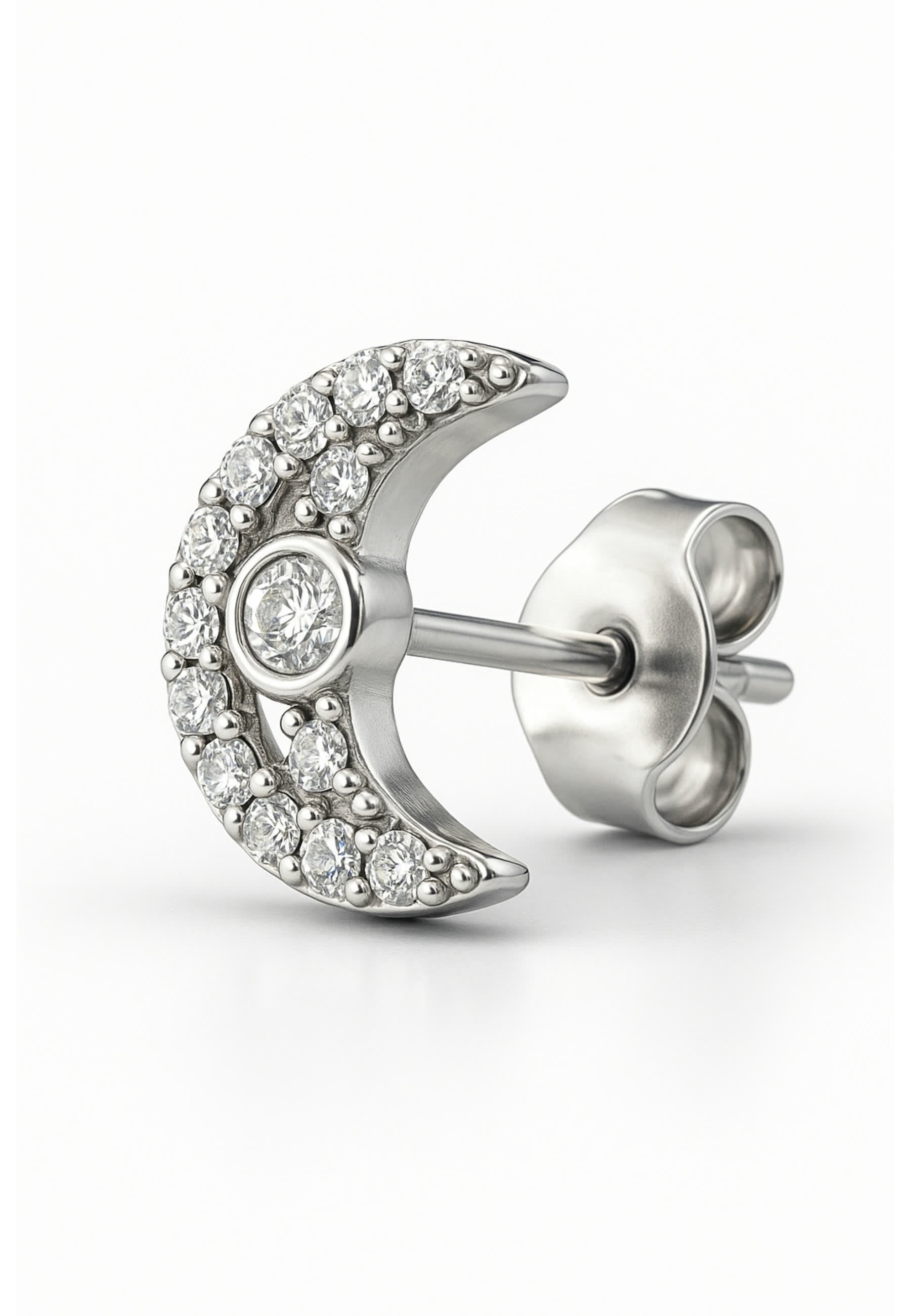 Boucles d'oreilles à tige scintillantes en forme de lune