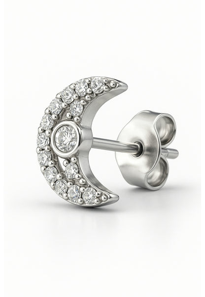 Boucles d'oreilles à tige scintillantes en forme de lune