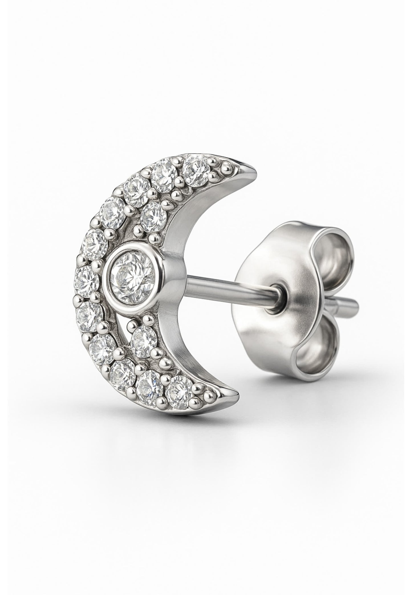 Boucles d'oreilles à tige scintillantes en forme de lune