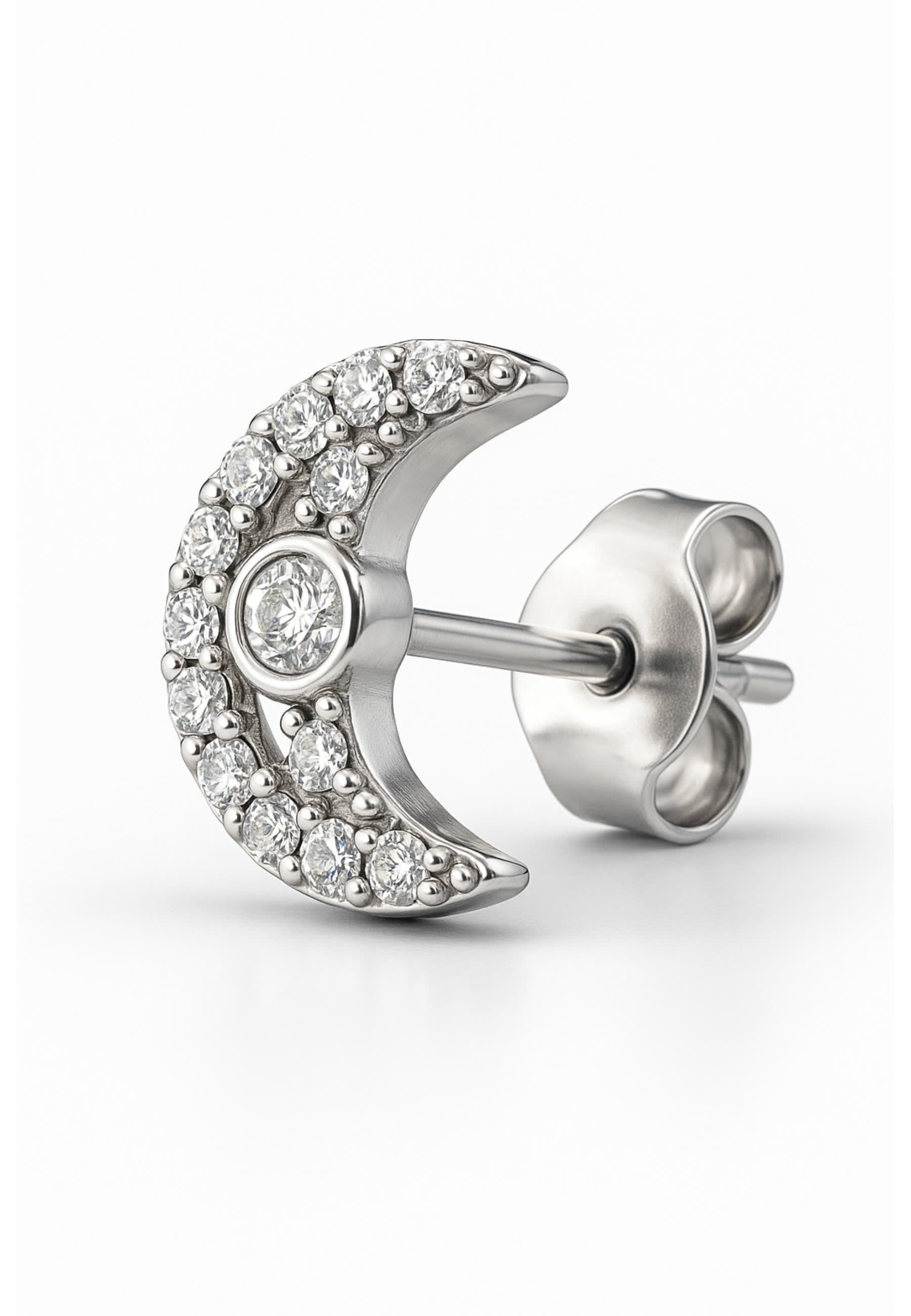 Boucles d'oreilles à tige scintillantes en forme de lune