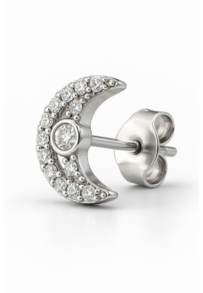 Boucles d'oreilles à tige scintillantes en forme de lune