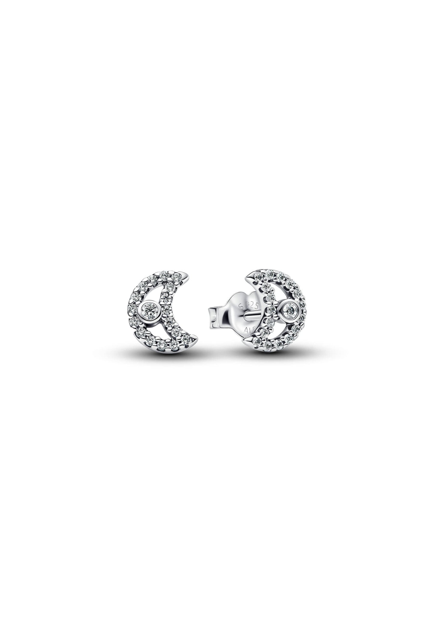 Boucles d'oreilles à tige scintillantes en forme de lune
