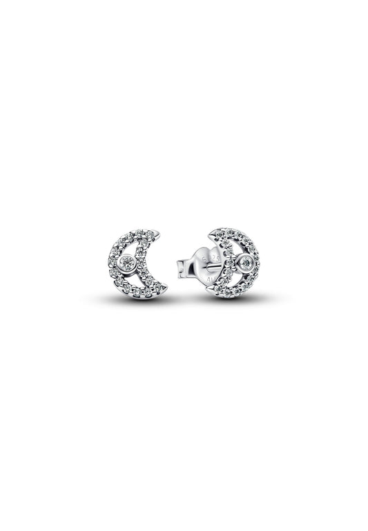 Boucles d'oreilles à tige scintillantes en forme de lune