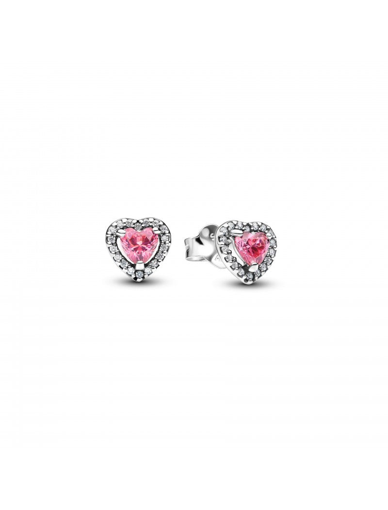 Boucles d'oreilles à tige en forme de cœur rose surélevé
