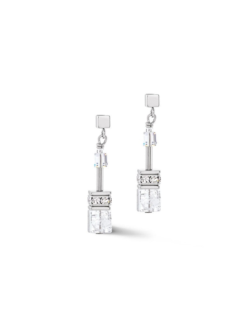 Boucles d'oreilles clous blanc-argent