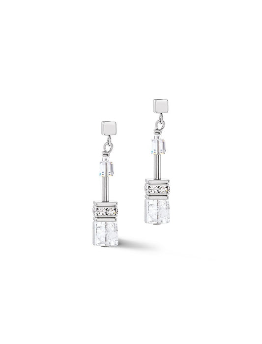 Boucles d'oreilles clous blanc-argent