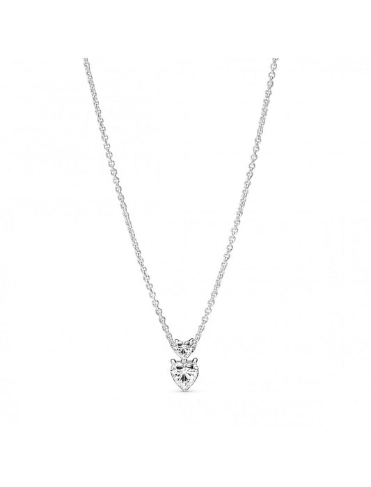 Collier étincelant à pendentif double cœur