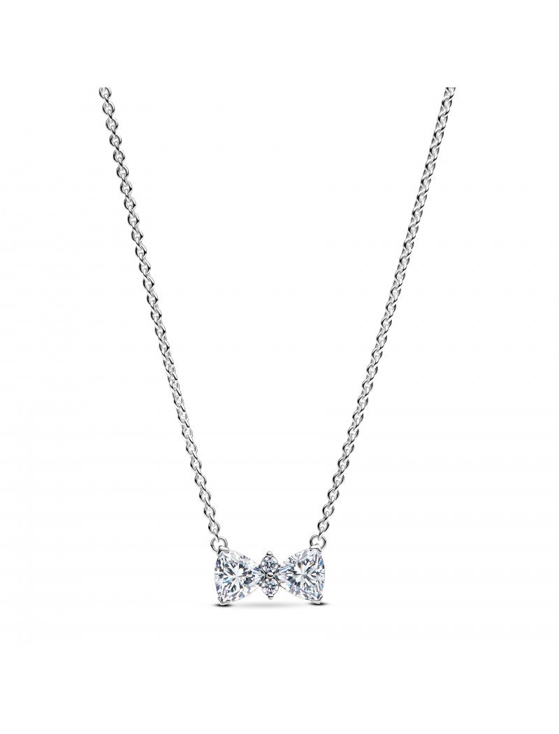 Collier nœud en argent sterling avec zircons cubiques transparents