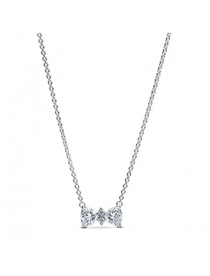 Collier nœud en argent sterling avec zircons cubiques transparents