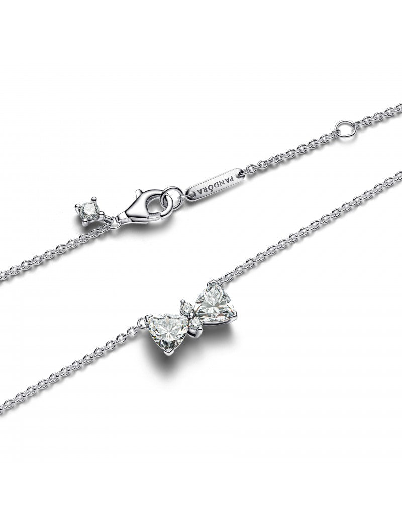 Collier nœud en argent sterling avec zircons cubiques transparents