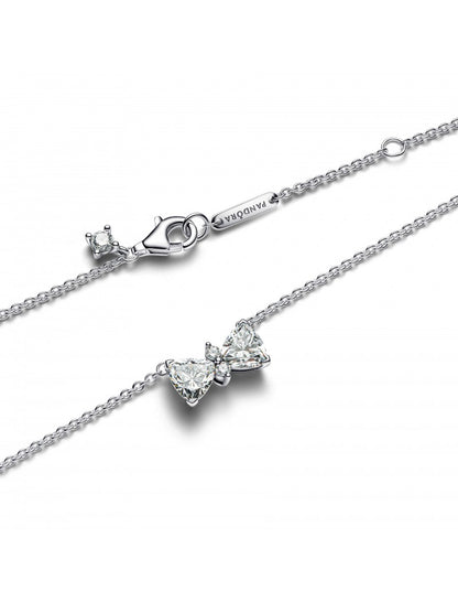 Collier nœud en argent sterling avec zircons cubiques transparents