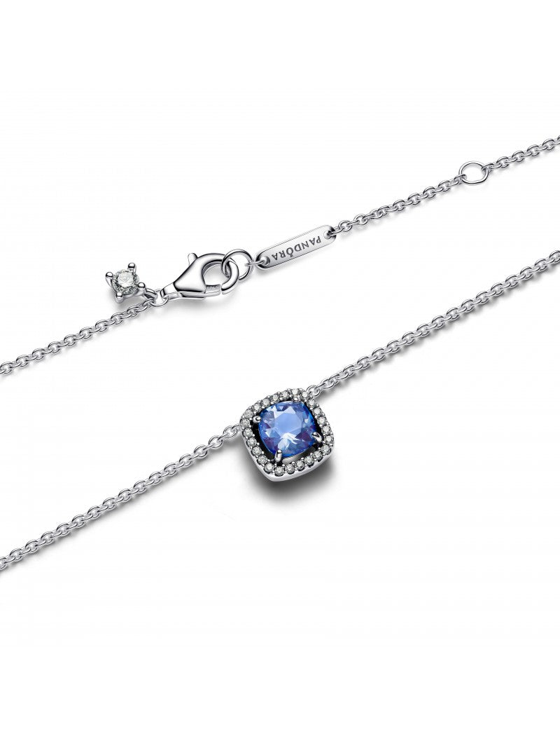 Collier en argent sterling avec cristal bleu bleuet et zircone cubique transparente