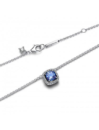 Collier en argent sterling avec cristal bleu bleuet et zircone cubique transparente