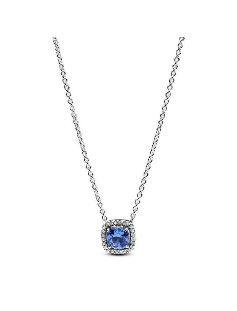 Collier en argent sterling avec cristal bleu bleuet et zircone cubique transparente