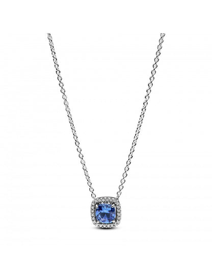Collier en argent sterling avec cristal bleu bleuet et zircone cubique transparente