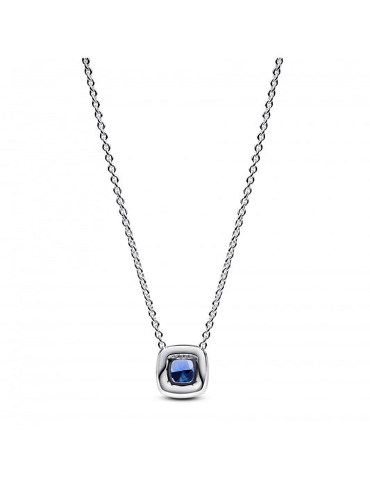Collier en argent sterling avec cristal bleu bleuet et zircone cubique transparente