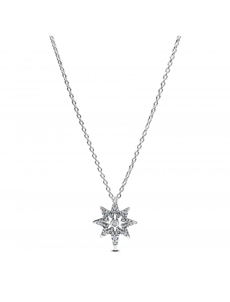 Collier pendentif étoile du Nord en argent sterling avec zircone cubique transparente