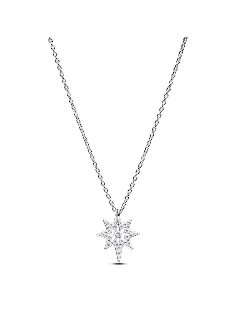 Collier pendentif étoile du Nord en argent sterling avec zircone cubique transparente
