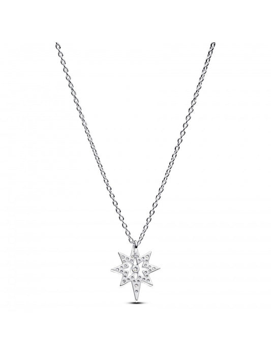 Collier pendentif étoile du Nord en argent sterling avec zircone cubique transparente