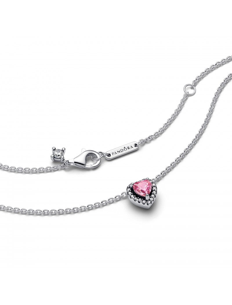 Collier coeur surélevé rose