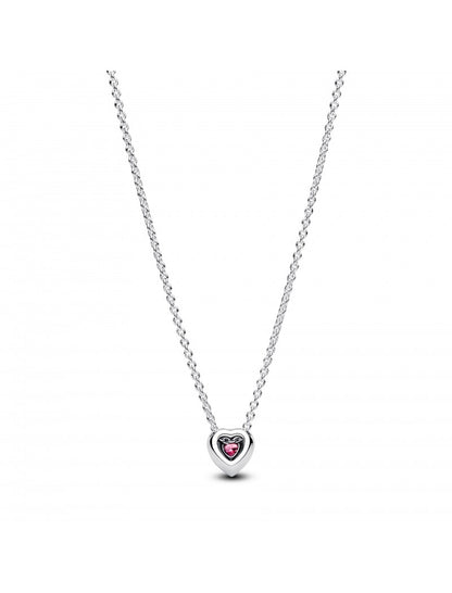 Collier coeur surélevé rose