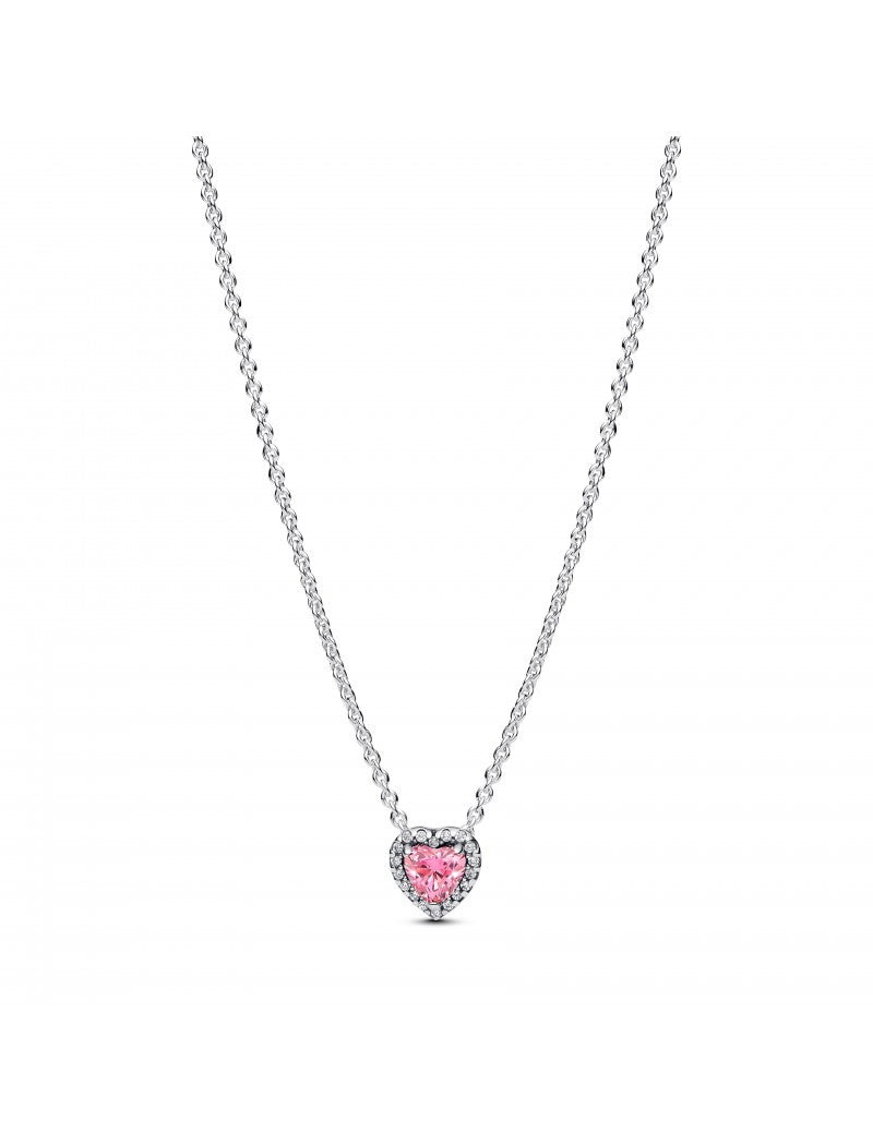 Collier coeur surélevé rose