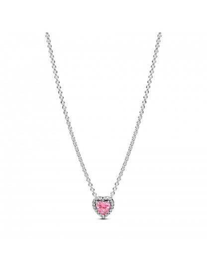 Collier coeur surélevé rose