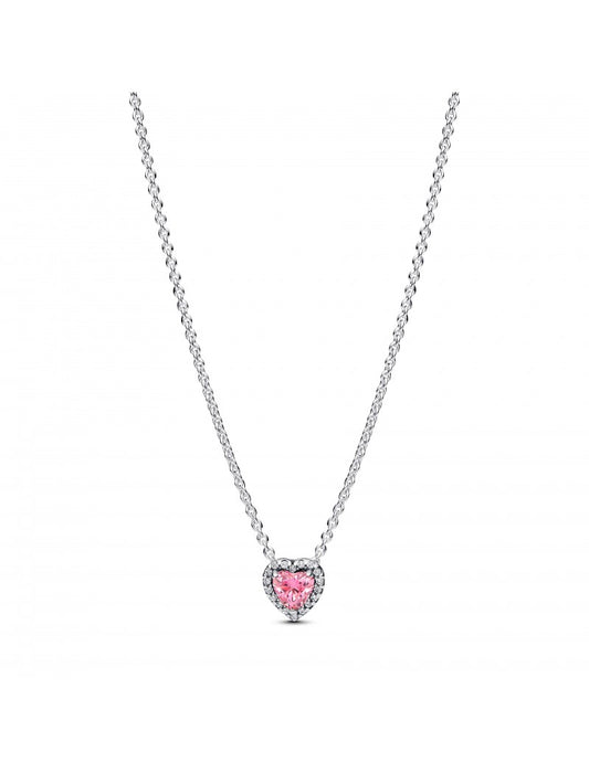 Collier coeur surélevé rose