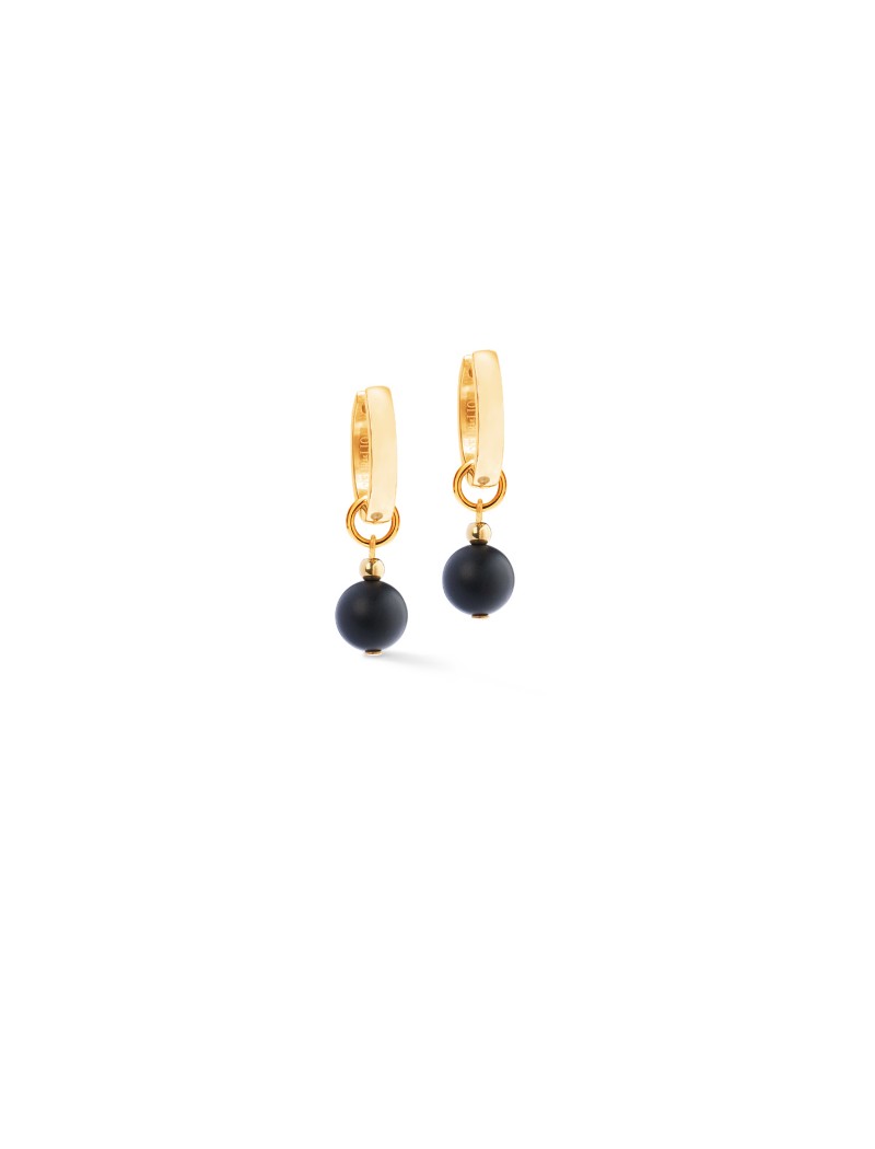 Boucles d'oreilles Onyx Acier inoxydable or